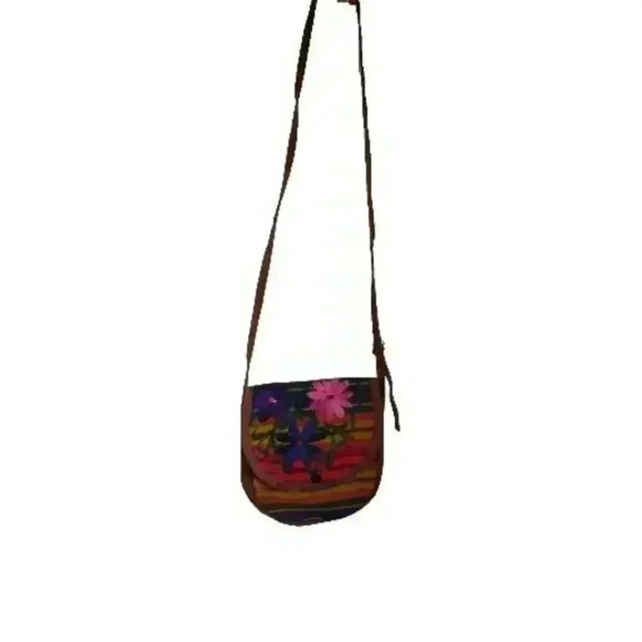 Mexican Floral Multicolor Bag From Oaxaca. Boho Bohemian Folklorico Handmade Zip - Picture 2 of 6